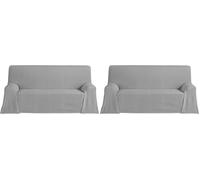 ECOMMERC3 Couvre-lit Multifonction léger et élégant pour canapé ou lit 130 x 180 cm Gris (Lot de 2)