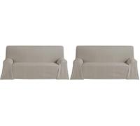 ECOMMERC3 Couvre-lit Multifonction léger et élégant pour canapé ou lit 130 x 180 cm, Lin (Lot de 2)