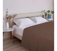 ECOMMERC3 Drap de Dessus Extra Doux et Confortable pour lit de 120 cm, Couleur Marron, fabriqué en Espagne, Respirant, Facile d'entretien