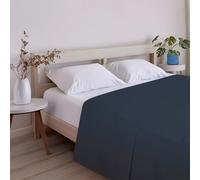 ECOMMERC3 Drap de Dessus Extra Doux et Confortable pour lit de 120 cm - Drap Plat Couleur Marine 100% fabriqué en Espagne, Respirant, Facile d'entretien