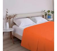 ECOMMERC3 Drap de Dessus Extra Doux et Confortable pour lit de 180 cm, Couleur Orange, fabriqué en Espagne, Respirant, Facile d'entretien