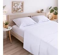 ECOMMERC3 Drap de Dessus pour lit 200% Coton Doux et Respirant Blanc