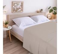 ECOMMERC3 Drap de Dessus pour lit de 135 cm 100% Coton Doux et Respirant Couleur Terre