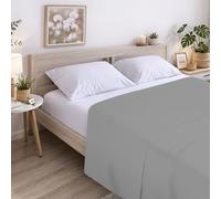 ECOMMERC3 Drap de Dessus pour lit de 135 cm, 100% Coton Doux, Respirant, Drap de Dessus Extra Doux, Couleur Gris argenté