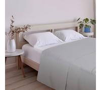 ECOMMERC3 Drap-Housse Extra Doux et Confortable pour lit de 105 cm - Drap Plat Gris argenté 100% fabriqué en Espagne, Respirant, Facile d'entretien