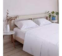 ECOMMERC3 Drap-Housse Extra Doux et Confortable pour lit de 120 cm - Drap Plat Blanc 100% fabriqué en Espagne, Respirant, Facile d'entretien