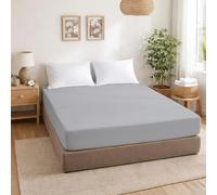 ECOMMERC3 Drap-Housse pour lit de 105 cm, réglable, 100% Coton Doux, Respirant et réglable, pour Matelas de jusqu'à 30 cm de Hauteur, Gris argenté