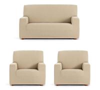 ECOMMERC3 Housse de canapé Trio 3 + 1 + 1 Universelle et Polyvalente - Couleur Beige - Protecteur Facile à Installer pour Dossier, siège et accoudoirs