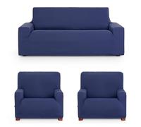 ECOMMERC3 Housse de canapé Trio 3 + 1 + 1 Universelle et Polyvalente - Protection Facile à Installer pour Dossier, siège et accoudoirs - Bleu