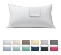 ECOMMERC3 Lot de 2 taies d'oreiller Extra Douces et Confortables - 100% fabriquées en Espagne, Respirantes, faciles à Laver - 45 x 100 cm, Blanc