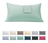 ECOMMERC3 Lot de 2 taies d'oreiller Extra Douces et Confortables - 100% fabriquées en Espagne, Respirantes, faciles à Laver - 45 x 80 cm, Vert