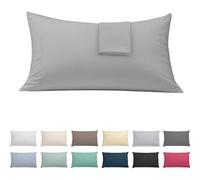 ECOMMERC3 Lot de 2 taies d'oreiller Extra Douces et Confortables - 100% fabriquées en Espagne, Respirantes, faciles à Laver, 45 x 100 cm, Gris Argent