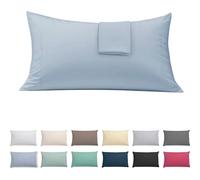 ECOMMERC3 Lot de 2 taies d'oreiller Extra Douces et Confortables - 100% fabriquées en Espagne, Respirantes, faciles à Laver, 45 x 100 cm, Bleu Ciel