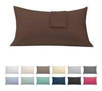 ECOMMERC3 Lot de 2 taies d'oreiller Extra Douces et Confortables - 100% fabriquées en Espagne, Respirantes, faciles à Laver - 45 x 80 cm, Marron