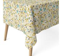 ECOMMERC3 Nappe Anti-Taches enduite Coton carrée 140x140 cm Olena Marron | Pour la table carrée du quotidien, toucher tissu, les liquides restent en surface, lavable à froid