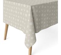 ECOMMERC3 Nappe Anti-Taches enduite Coton rectangulaire 100x140 Ancre Beige | Pour la table d'appoint et le coin repas, motif imprimé, finition résinée, 55 % coton et 45 % polyester