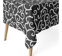 ECOMMERC3 Nappe Anti-Taches enduite Coton rectangulaire 100x140 Loiret Noir | Pour la table d'appoint et le coin repas, motif imprimé, finition résinée, 55 % coton et 45 % polyester