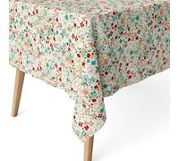 ECOMMERC3 Nappe Anti-Taches enduite Coton rectangulaire 100x140 Olena Rouge | Pour la table d'appoint et le coin repas, motif imprimé, finition résinée, 55 % coton et 45 % polyester