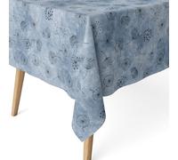 ECOMMERC3 Nappe Anti-Taches enduite Coton rectangulaire 180x140 Leon Bleu | Pour la table où l'on mange chaque jour, repousse les liquides, toucher tissu, lavable en machine