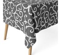 ECOMMERC3 Nappe Anti-Taches enduite Coton rectangulaire 200x140 Loiret Gris | Pour recevoir sans changer de nappe, toucher tissu, les liquides restent en surface, lavable à froid