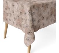 ECOMMERC3 Nappe Anti-Taches enduite Coton rectangulaire 260x140 Leon Brun | Pour la grande table à manger, repousse les liquides, toucher tissu, lavable en machine