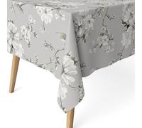 ECOMMERC3 Nappe Anti-Taches enduite rectangulaire 100x140 cm Daniela Gris | Pour la table d'appoint et le coin repas, motif imprimé, finition résinée, 55 % coton et 45 % polyester