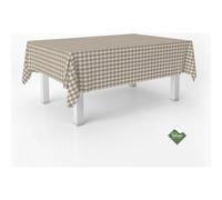 ECOMMERC3 Nappe Anti-Taches Vichy pour Table rectangulaire, Taille 220 x 140 cm - Nappe Vichy au Toucher Extra Douce et imperméable, Couleur Taupe