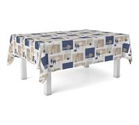 ECOMMERC3 Nappe en Toile cirée rectangulaire Taille 140x140 cm - Style, durabilité et Facile d'entretien pour Votre Table - Nappe en Toile cirée Anti-Taches et imperméable Ocean Bleu