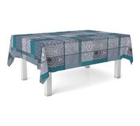 ECOMMERC3 Nappe en Toile cirée rectangulaire Taille 200x140 cm - Style, durabilité et Facile d'entretien pour Votre Table - Nappe en Toile cirée Anti-Taches et imperméable Pompe Bleu