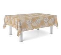 ECOMMERC3 Nappe en Toile cirée rectangulaire Taille 220x140 cm - Style, durabilité et Facile d'entretien pour Votre Table - Nappe en Toile cirée Anti-Taches et imperméable SIL Beige