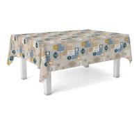 ECOMMERC3 Nappe en Toile cirée rectangulaire Taille 220x140 cm - Style, durabilité et Facile d'entretien pour Votre Table - Nappe en Toile cirée Anti-Taches et imperméable Cuisine Bleu