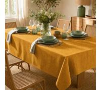 ECOMMERC3 Nappe Rectangulaire Anti-Tache Enduite Moutarde 180x140 cm | Nappe enduite Moutarde, déperlante et anti-tache. Toucher tissu authentique. Taille 180x140 cm