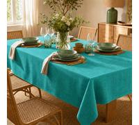 ECOMMERC3 Nappe Rectangulaire Anti-Tache Enduite Turquoise 100x140 cm | Tissu enduit déperlant et anti-tache. Se nettoie d'un coup d'éponge. Toucher coton. Pour l'intérieur