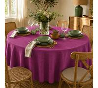 ECOMMERC3 Nappe Ronde Anti-Tache Enduite Lilas 140 cm Ronde | Les liquides perlent sans pénétrer. Lavable en machine à 30°C, ne déteint pas. Mélange de coton