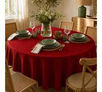 ECOMMERC3 Nappe Ronde Anti-Tache Enduite Rouge 140 cm Ronde | Nappe enduite Rouge, déperlante et anti-tache. Toucher tissu authentique. Taille 140 cm ronde