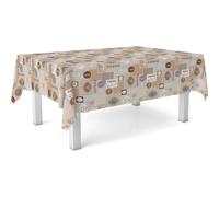 ECOMMERC3 Nappe Toile cirée Anti-Taches Lavable carrée 140x140 Cuisine Brun | Pour la table carrée, lavable, sans machine ni repassage, 90 % PVC et 10 % polypropylène