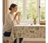 ECOMMERC3 Nappe Toile cirée Anti-Taches Lavable carrée 140x140 Nice Beige | Pour la table carrée, lavable, sans machine ni repassage, 90 % PVC et 10 % polypropylène