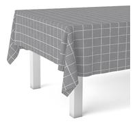 ECOMMERC3 Nappe Toile cirée Anti-Taches Lavable Ronde 140 cm Carré Gris | Pour la table ronde, anti-taches, protège des rayures et de l'humidité, bords bien finis