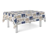 ECOMMERC3 Nappe Toile cirée Anti-Taches Lavable Ronde 140 cm Ocean Bleu | Pour la table ronde, lavable, sans machine ni fer à repasser, 90 % PVC et 10 % polypropylène