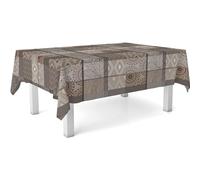 ECOMMERC3 Nappe Toile cirée Anti-Taches Lavable Ronde 140 cm Pompe Brun | Pour la table ronde, anti-taches, protège des rayures et de l'humidité, bords bien finis