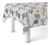 ECOMMERC3 Nappe Toile cirée Anti-Taches Lavable Ronde 140 cm Sienne Vert | Pour la table ronde, anti-taches, protège des rayures et de l'humidité, bords bien finis