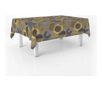 ECOMMERC3 Nappe Toile cirée Anti-Taches Lavable Ronde 140 cm Tambre Jaune | Pour la table ronde, lavable, sans machine ni repassage, 90 % PVC et 10 % polypropylène