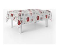 ECOMMERC3 Nappe Toile cirée Lavable rectangulaire 100x140 cm Sea Rouge | Pour la petite table de cuisine, imperméable, s'essuie d'un chiffon humide, fabriquée en Espagne