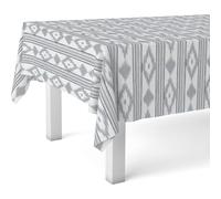 ECOMMERC3 Nappe Toile cirée Lavable rectangulaire 200x140 cm Majorque Gris | Pour les repas sur la terrasse, anti-taches, protège des rayures et de l'humidité, bords bien finis