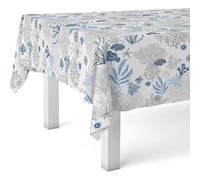 ECOMMERC3 Nappe Toile cirée Lavable rectangulaire 200x140 cm Reef Bleu | Pour les repas sur la terrasse, anti-taches, protège des rayures et de l'humidité, bords bien finis