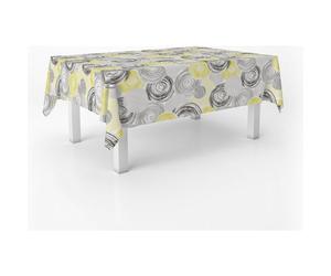 ECOMMERC3 Nappe Toile cirée Lavable rectangulaire 240x140 cm Circle Jaune | Pour les repas de famille qui durent, lavable, sans machine ni fer à repasser, 90 % PVC et 10 % polypropylène