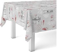ECOMMERC3 Nappe Toile cirée Lavable rectangulaire 240x140 cm Narcea Rouge | Pour les repas de famille qui durent, lavable, sans machine ni repassage, 90 % PVC et 10 % polypropylène