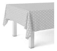 ECOMMERC3 Nappe Toile cirée Lavable rectangulaire 240x140 cm Pois Gris | Pour les repas de famille qui durent, anti-taches, protège des rayures et de l'humidité, bords bien finis