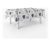 ECOMMERC3 Nappe Toile cirée Lavable rectangulaire 250x140 cm Sea Bleu | Pour la grande tablée de la salle à manger, imperméable, s'essuie d'un chiffon humide, fabriquée en Espagne