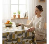 ECOMMERC3 Nappe Toile cirée Lavable rectangulaire 260x140 cm Meno Jaune | Pour la grande table à manger, anti-taches, protège des rayures et de l'humidité, bords bien finis